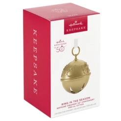 Hallmark 50th Anniversary Ring In The Season Special Edition Metal Bell Ornament -Stuffed Animals Shop Gold Jingle Bell Keepsake Ornament 2899QGO2989 04