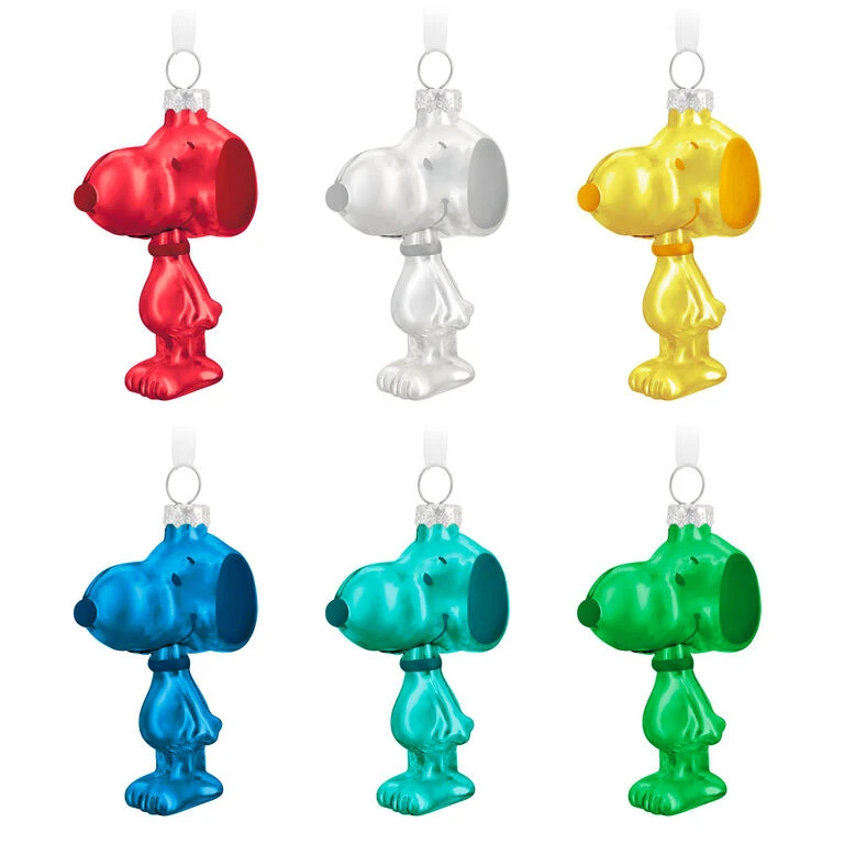 Hallmark The Peanuts® Gang Snoopy Glass Ornaments, Set Of 6 3 Hallmark The Peanuts® Gang Snoopy Glass Ornaments, Set Of 6