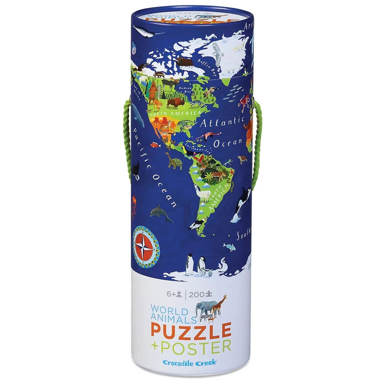 Crocodile Creek World Animals 200-Piece Puzzle And Poster Set 3 Crocodile Creek World Animals 200-Piece Puzzle And Poster Set
